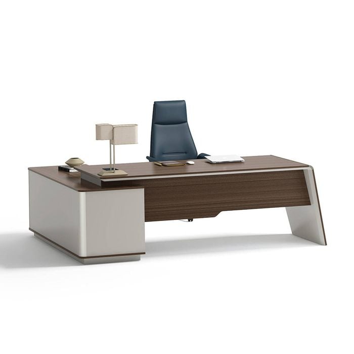Modern Furniture ANDERS Executive Desk Reversible Return 2.2M - Hazelnut & Beige