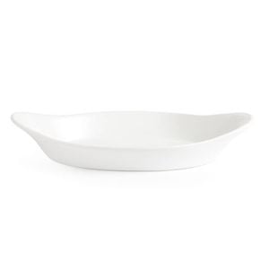 Olympia Oval Eared Dishes Whiteware 6 Pack 229x127mm Porcelain Catering Tableware Ovenproof