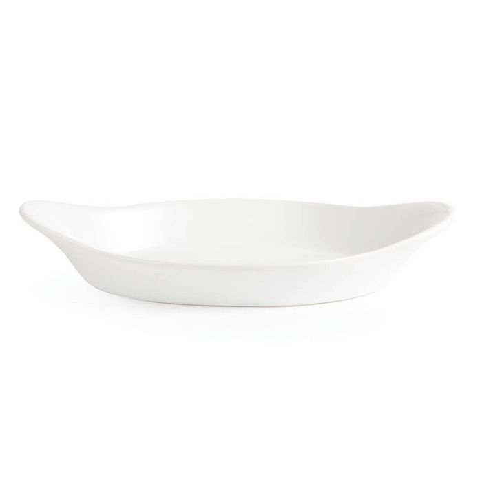 Olympia Oval Eared Dishes Whiteware 6 Pack 229x127mm Porcelain Catering Tableware Ovenproof