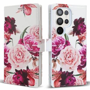 Tough On for Samsung Galaxy S25 Ultra Flip Wallet Leather Case Rose Flower