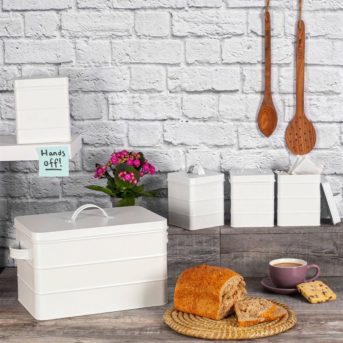 Harbour Housewares Vintage Metal Utility Canisters Set - Creme - 4pc Harbour Housewares Vintage Metal Utility Canisters Set - Creme - 4pc