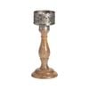 Willow & Silk Vintage Wooden 26cm Bloom Pillar Candle Holder