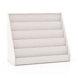 Costway 5-Tier Bookcase Magazine Book Display Shelves White