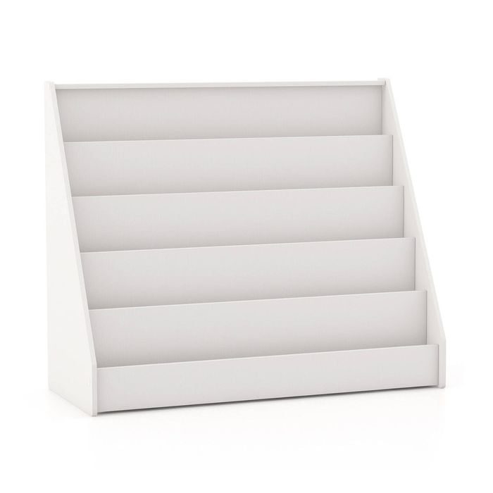 Costway 5-Tier Bookcase Magazine Book Display Shelves White