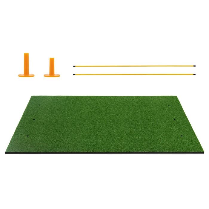 Costway 3-in-1 Golf Hitting Practice Mat Turf Artificial Lawn Grass Pad 2 Tees