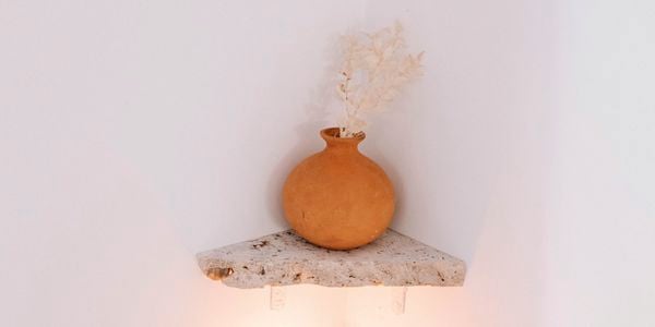 Terrazzo tile shelves