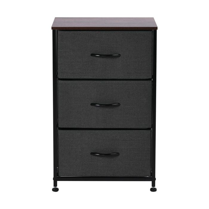 Sherwood Luna 3 Chest Of Drawers Lowboy Dresser Storage Wooden Desk Charcoal