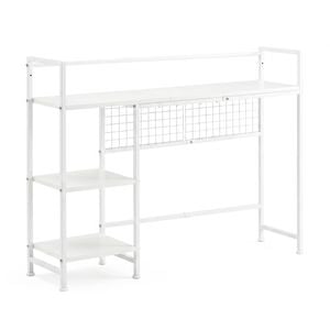 Advwin 4-tier Desk Bookshelf With Pegboard Hooks Set Study Desk Storage Organiser For Office White