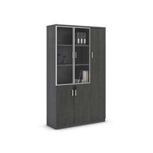 ModernHome MATEES 3Doors Display Cabinet 120cm(W)x40cm(D)x200cm(H) - Grey/ Brown