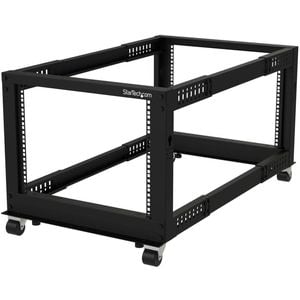 StarTech.com 4-Post 8U Mobile Open Frame Server Rack, 19in Network Rack with Casters