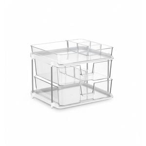 2-Tier Bathroom & Kitchen Organizers with 8 Dividers - Under Sink & Pantry Storage