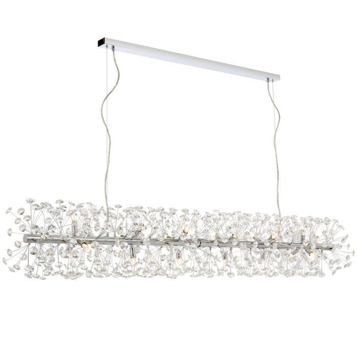 Telbix Lerida Modern Pendant Hanging Lamp Light Metal Crystal Chrome Clear Gloss