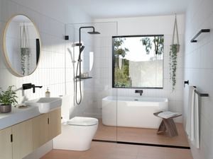 <p>Caroma branded shower head in shot</p>