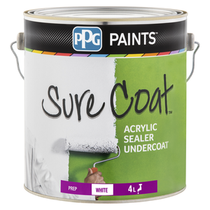 PPG Paints 4L White Sure Coat Acrylic Sealer Undercoat Paint - 4L