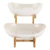 CARLA HOME 2-Tier Ceramic Fruit Bowl Basket with Bamboo Stand