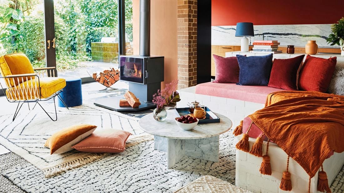 lounge room with warm tones