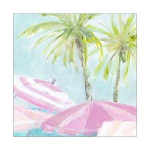 Artey | Summer Pink Umberllas I - Stretched Canvas - Stretched Canvas - 140 x 140cm