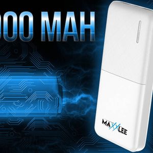 2x White Maxxlee 10000mAh Power Bank Dual USB - 10000mAh | 2 USB Output | Without LED Flashlight