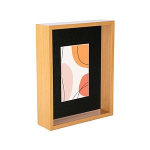 Nicola Spring 3D Deep Box Photo Frame - 8 x 10" with 4 x 6" Mount - Light Wood