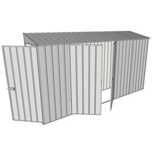 Build-a-Shed 0.8 x 3.7 x 2m Skillion Single Hinged Door Shed with Double Hinged Side Doors - Zinc