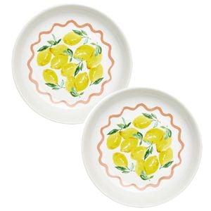 2PK Porto Porcelain Limone Round Serving Bowl 30cm Multi-Coloured Lemons