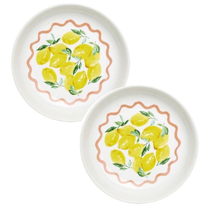 2PK Porto Porcelain Limone Round Serving Bowl 30cm Multi-Coloured Lemons