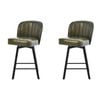 Ufurniture Bar Stools Set Of 2 PU Swivel Bar Chair W/ Thickened Back & Seat Counter Stools Green
