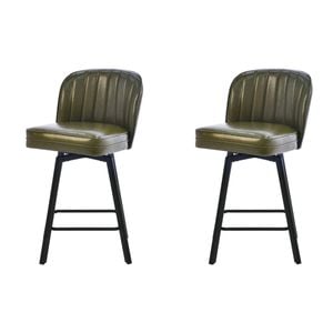 Ufurniture Bar Stools Set Of 2 PU Swivel Bar Chair W/ Thickened Back & Seat Counter Stools Green