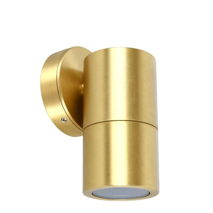 CLA Lighting Exterior Wall Pillar Single Fixed Spot Light (Solid Polished Brass) IP65