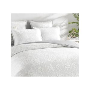 Renee Taylor Chloe Jersey Jacquard King Quilt Cover/2x Pillowcases - Ivory