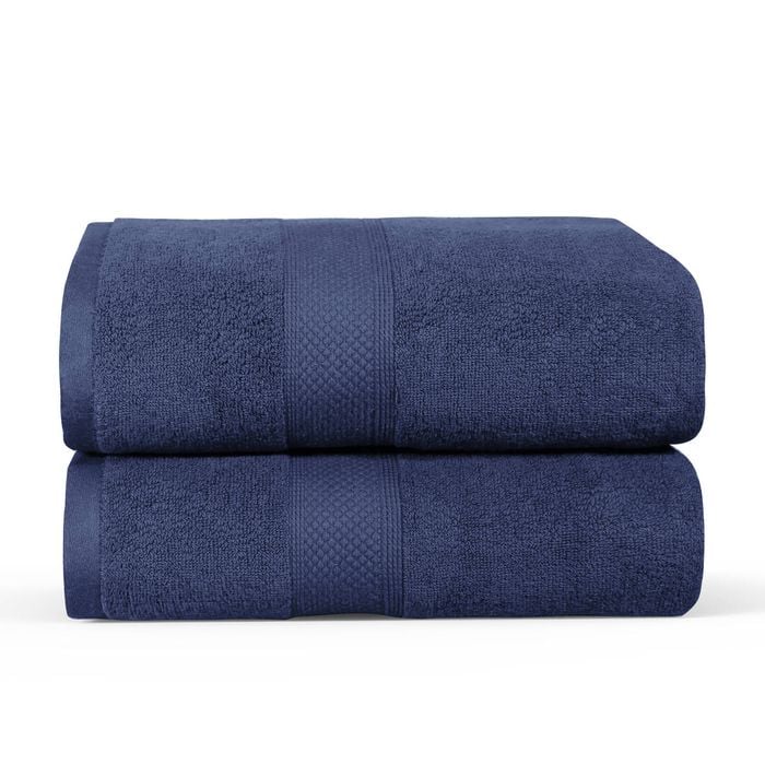 2PCS 100% Cotton Extra Large Soft Bath Towels Sheets Set 90 x 180cm - Navy Blue