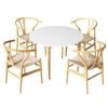 1 Artiss Dining Table and 4 Chairs Set Wishbone Wood