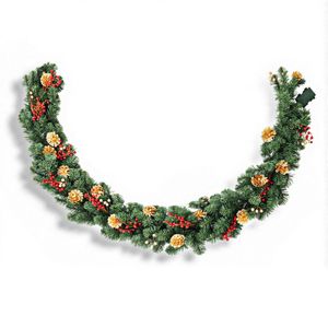 Jingle Jollys 1.8M Christmas Garland LED Pine Cones Berries