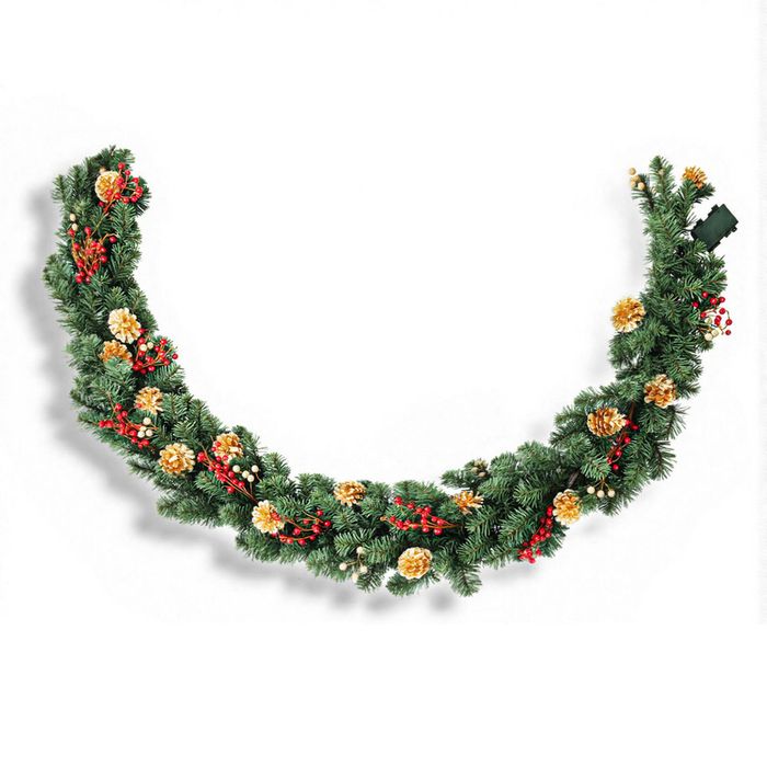 Jingle Jollys 1.8M Christmas Garland LED Pine Cones Berries