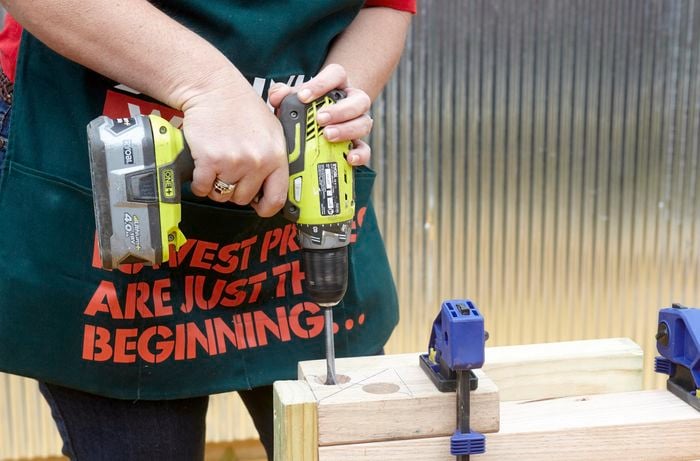 DIY Step Image - Learn how to build an outdoor garden bench . Blob storage upload.