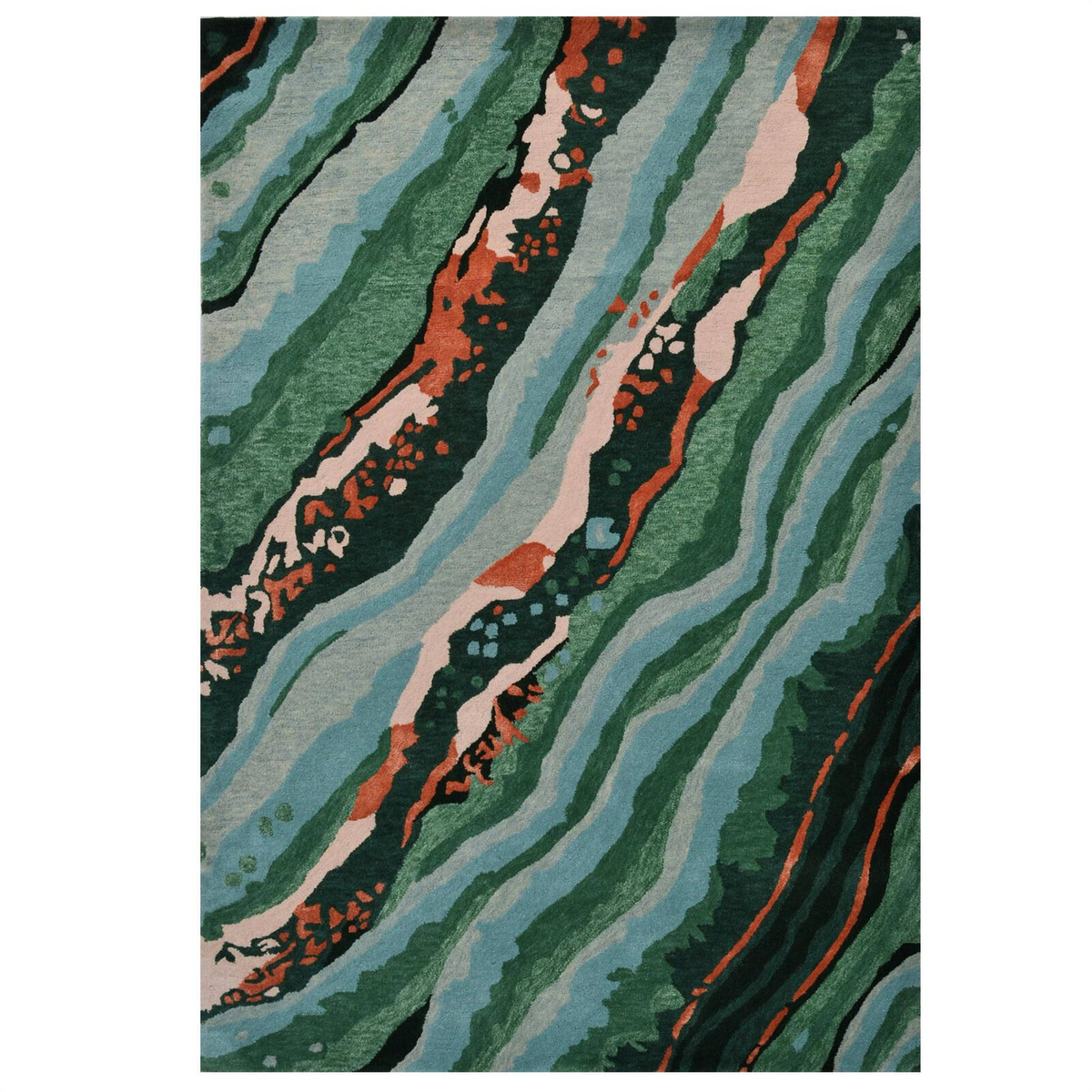 Modern Designer Wool & Viscose Rug-Textures 6401-Multi-110x160cm ...
