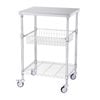 VEVOR Kitchen Utility Cart Silver Wire Rolling Steel with 6 Hooks 3 Tiers