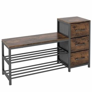 Costway Industrial Shoe Bench Rack 3Tier Storage Organizer Entryway