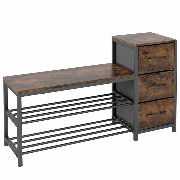 Costway Industrial Shoe Bench Rack 3Tier Storage Organizer Entryway