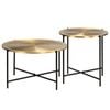 vidaXL 2 Pieces Table Set Brass-covered Side Table Snack Drinking Holder