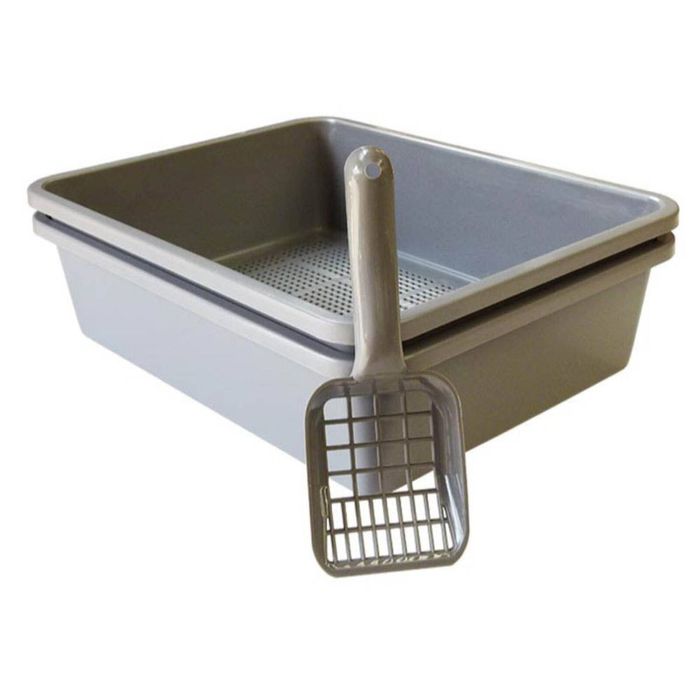 K9 Homes Pet Products Homes Pet Products Cat Litter Tray with Sieve & Scoop Charcoal 46x36x12cm
