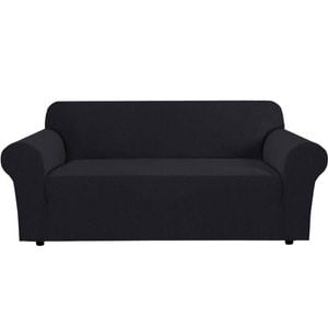 Smarcute 3 Seater High Stretch Jacquqard Textured Sofa Cover Black