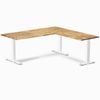 Desky Fixed Height Acacia Hardwood L-shape Office Desk 1800x1750mm Matte Black Frame