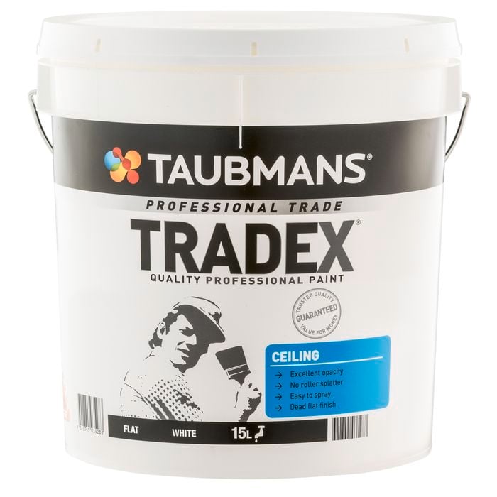 Taubmans Tradex White Flat Interior Ceiling Paint - 15L