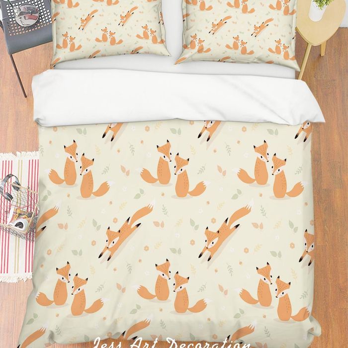 3D Orange Fox Quilt Cover Set Bedding Set Pillowcases 141