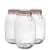 Argon Tableware Glass Storage Jars - 3l/105.5oz - Set Of 6 - 4 Colour Seals Airtight Kitchen Storage Container Preserving Jar