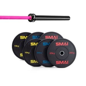 Smai 140kg Hd Bumper Plate Set Inc 20kg Barbell - 20kg Magenta Barbell