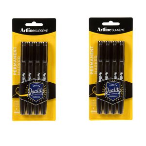 2x 4pc Artline Supreme 1.0mm Permanent Marker Pens School/office Writing Black