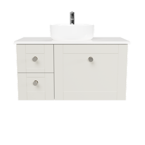 New England Joinery 900mm Diadem Centre Basin SilkSurface Top Wall Hung Vanity