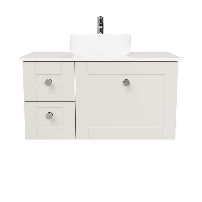 New England Joinery 900mm Diadem Centre Basin SilkSurface Top Wall Hung Vanity
